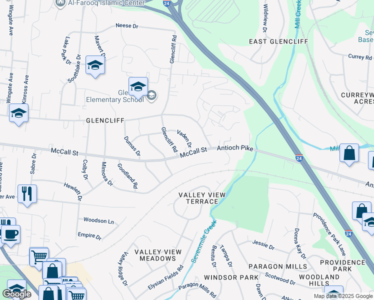 map of restaurants, bars, coffee shops, grocery stores, and more near 94 Mccall Street in Nashville