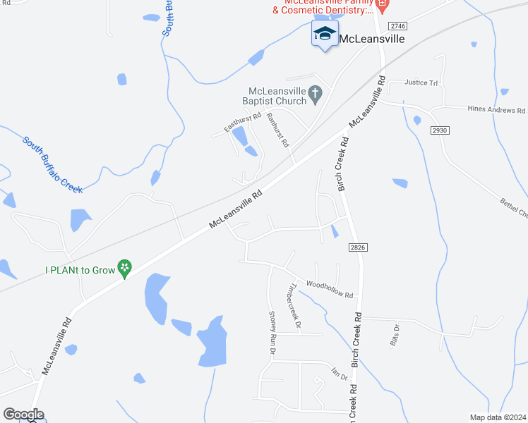 map of restaurants, bars, coffee shops, grocery stores, and more near 9 Oakville Drive in McLeansville