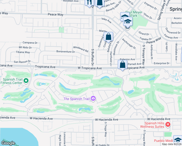 map of restaurants, bars, coffee shops, grocery stores, and more near in Spring Valley