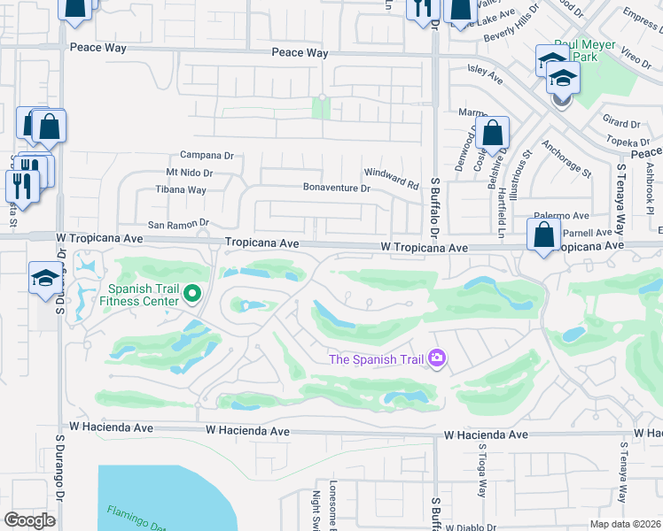 map of restaurants, bars, coffee shops, grocery stores, and more near 7987 Rio Rico Drive in Las Vegas