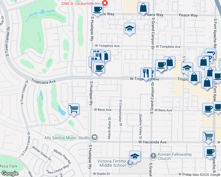 map of restaurants, bars, coffee shops, grocery stores, and more near 10070 White Mulberry Drive in Las Vegas