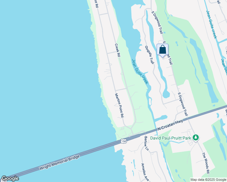 map of restaurants, bars, coffee shops, grocery stores, and more near 1002 Martins Point Road in Southern Shores
