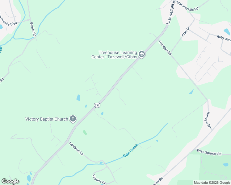 map of restaurants, bars, coffee shops, grocery stores, and more near 6734 Tazewell Pike in Knoxville