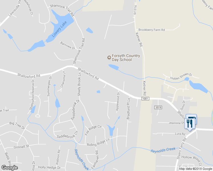map of restaurants, bars, coffee shops, grocery stores, and more near 5480 Shallowford Road in Lewisville