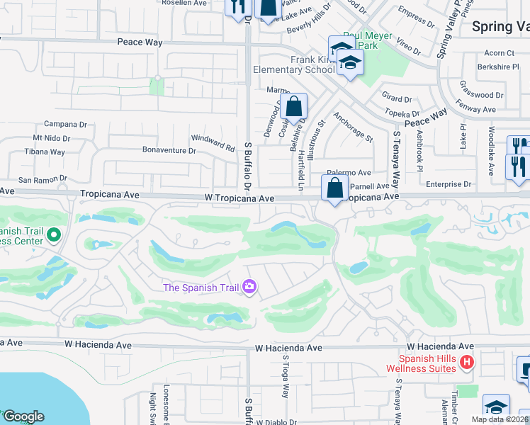 map of restaurants, bars, coffee shops, grocery stores, and more near 4932 Tierra Del Sol Drive in Las Vegas