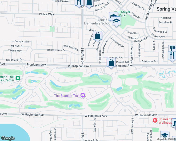 map of restaurants, bars, coffee shops, grocery stores, and more near 4922 Tierra Del Sol Drive in Las Vegas