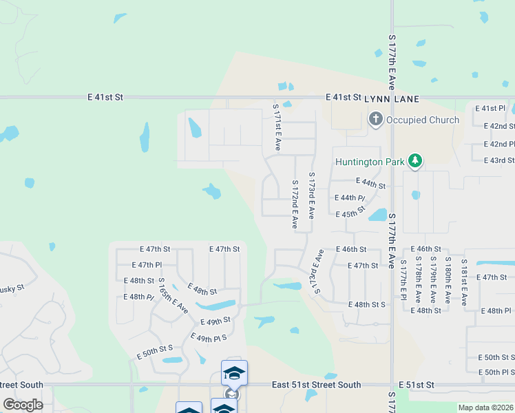 map of restaurants, bars, coffee shops, grocery stores, and more near 4472 South 169th East Avenue in Tulsa