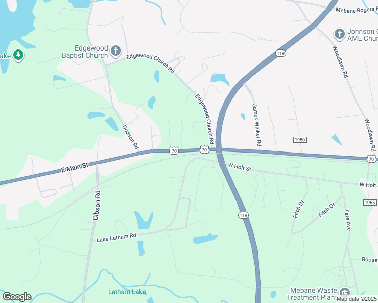 map of restaurants, bars, coffee shops, grocery stores, and more near 59 Lake Latham Road in Mebane