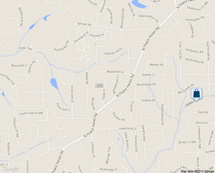 map of restaurants, bars, coffee shops, grocery stores, and more near 551 Clyde Drive in Winston-Salem