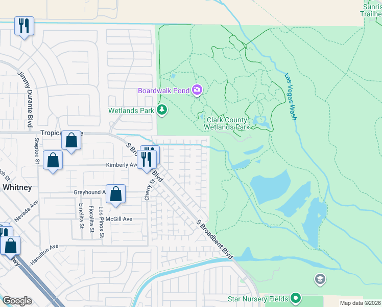 map of restaurants, bars, coffee shops, grocery stores, and more near 4950 Droubay Drive in Las Vegas