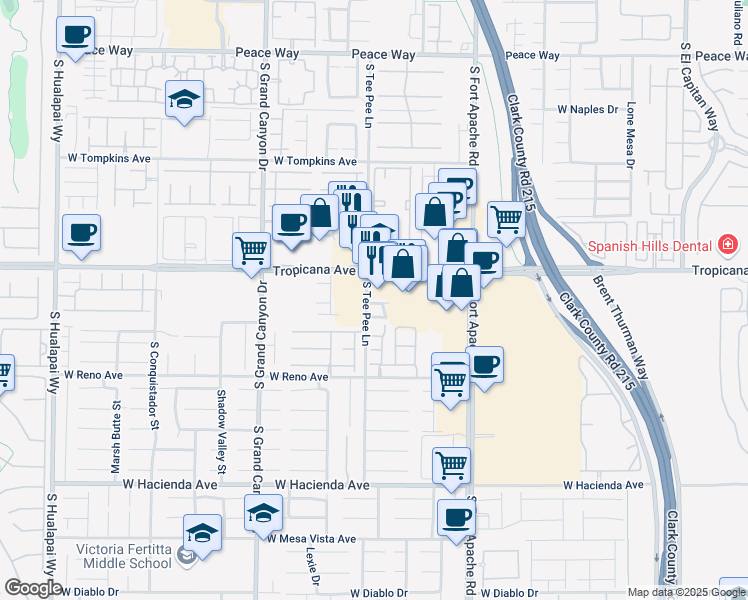 map of restaurants, bars, coffee shops, grocery stores, and more near 9586 Villa Calera Ave in Las Vegas