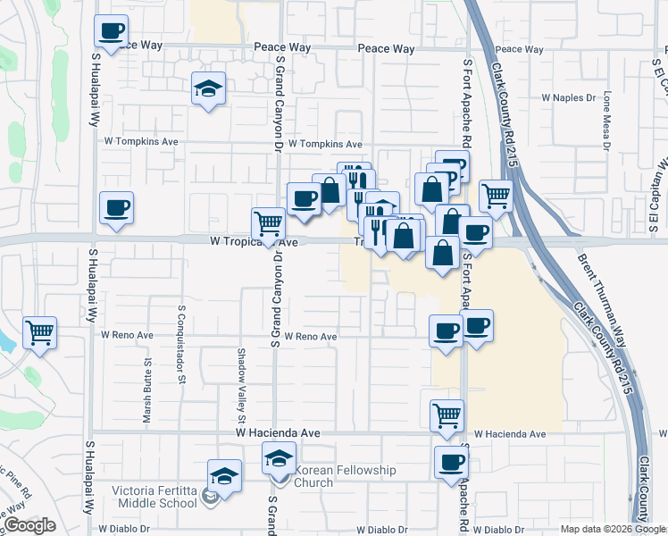 map of restaurants, bars, coffee shops, grocery stores, and more near 9662 Avignon Court in Las Vegas