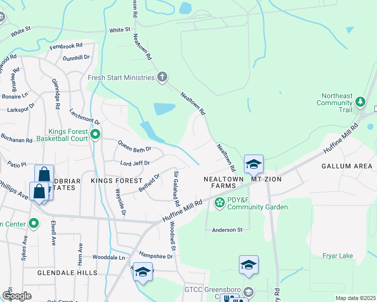 map of restaurants, bars, coffee shops, grocery stores, and more near 22 Crite Court in Greensboro