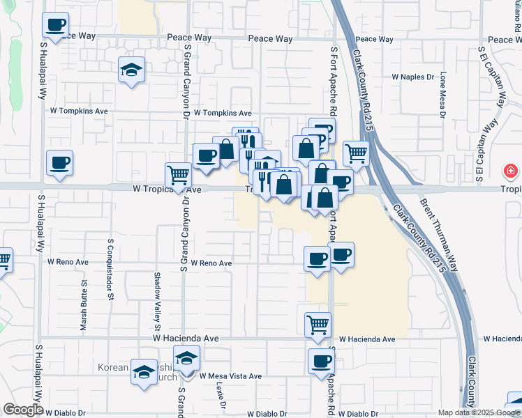 map of restaurants, bars, coffee shops, grocery stores, and more near 9592 Villa Calera Avenue in Las Vegas