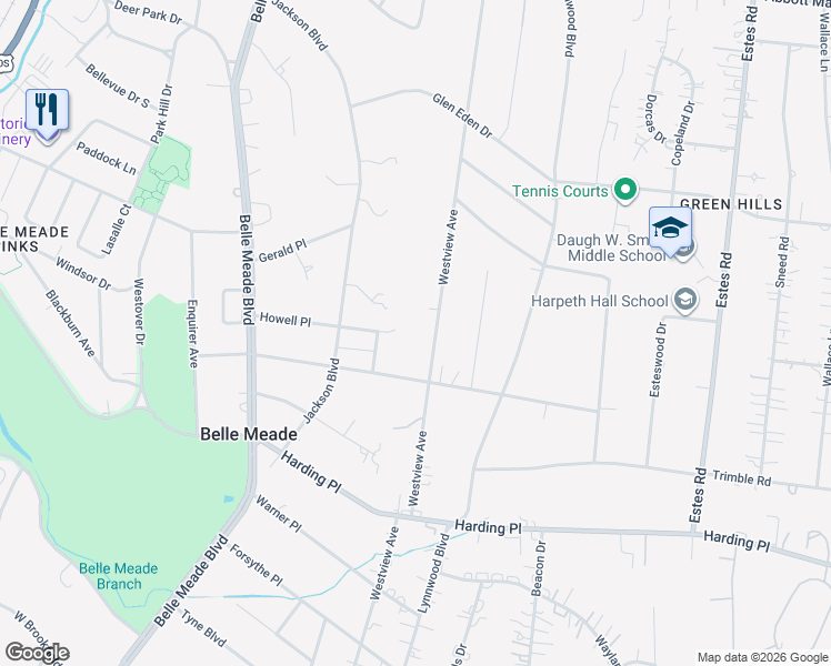 map of restaurants, bars, coffee shops, grocery stores, and more near 625 Westview Avenue in Nashville