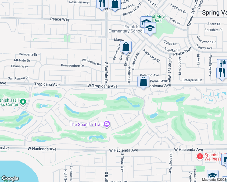 map of restaurants, bars, coffee shops, grocery stores, and more near 4922 Tierra Del Sol Dr in Las Vegas