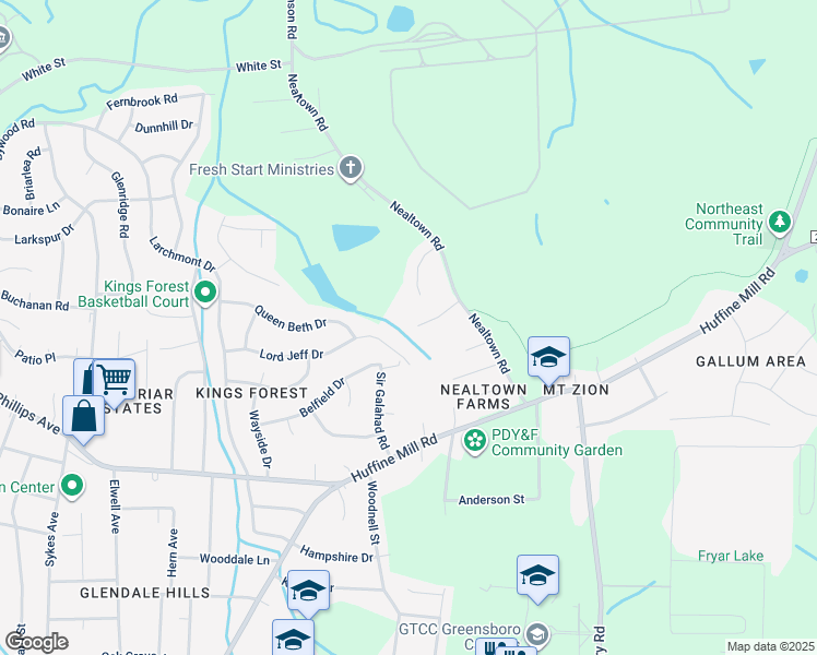 map of restaurants, bars, coffee shops, grocery stores, and more near 22 Crite Court in Greensboro