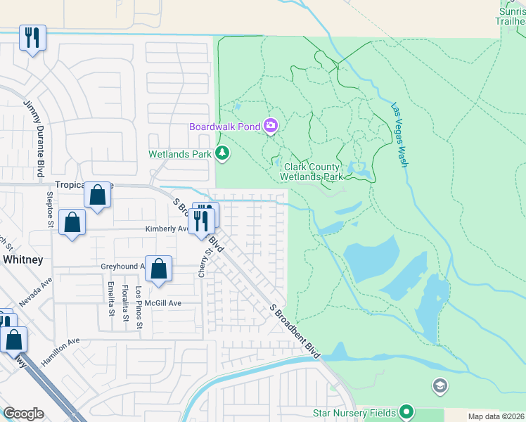 map of restaurants, bars, coffee shops, grocery stores, and more near 4936 Droubay Drive in Las Vegas
