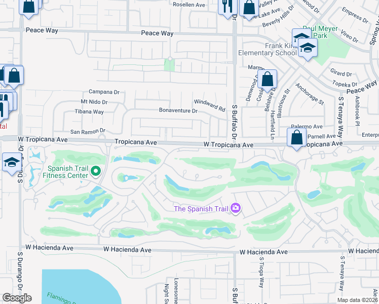 map of restaurants, bars, coffee shops, grocery stores, and more near 7931 Rio Rico Drive in Las Vegas