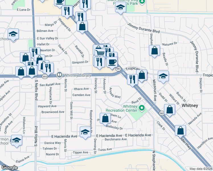 map of restaurants, bars, coffee shops, grocery stores, and more near 4971 Arvada Way in Las Vegas