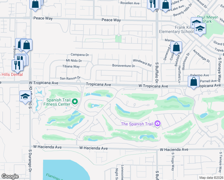 map of restaurants, bars, coffee shops, grocery stores, and more near 17 Cascade Creek Ln in Las Vegas