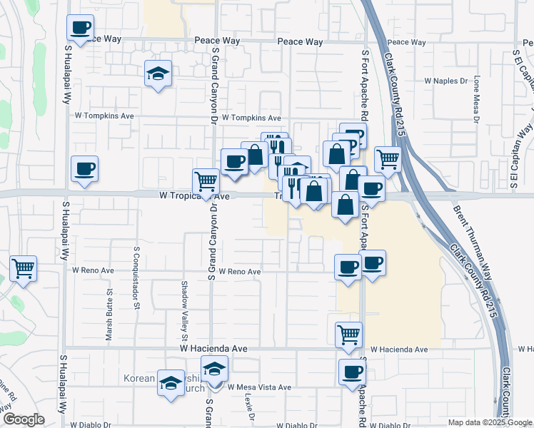 map of restaurants, bars, coffee shops, grocery stores, and more near 4938 Guysborough Street in Las Vegas