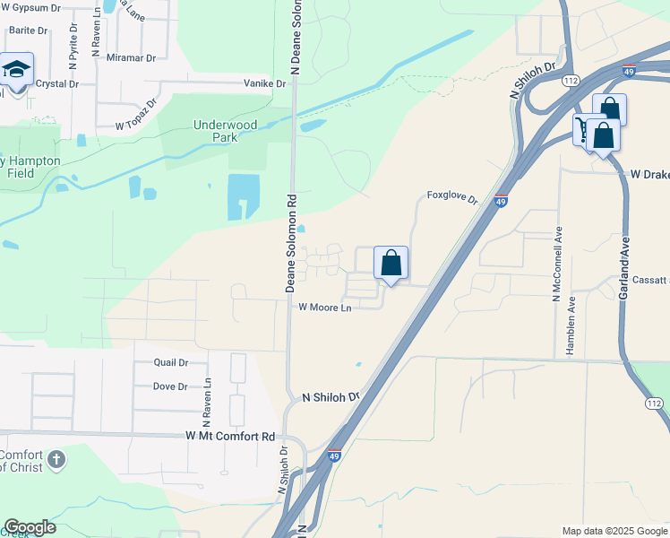 map of restaurants, bars, coffee shops, grocery stores, and more near 2285/2 Wold Run Drive in Fayetteville