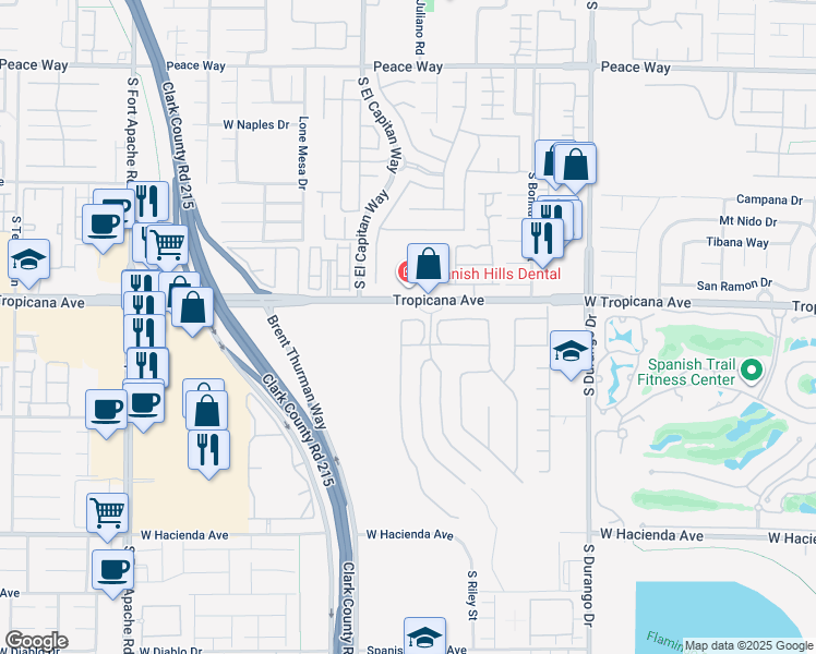 map of restaurants, bars, coffee shops, grocery stores, and more near 4944 Spanish Heights Drive in Las Vegas
