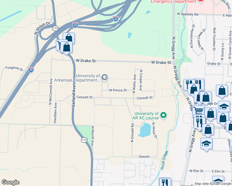 map of restaurants, bars, coffee shops, grocery stores, and more near in Fayetteville