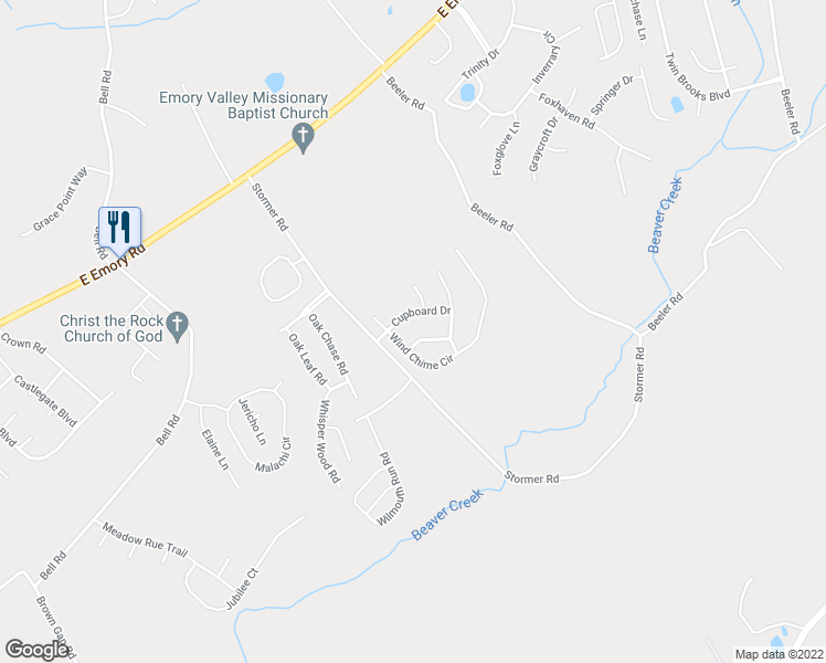 map of restaurants, bars, coffee shops, grocery stores, and more near 6105 Kettle Drive in Knoxville