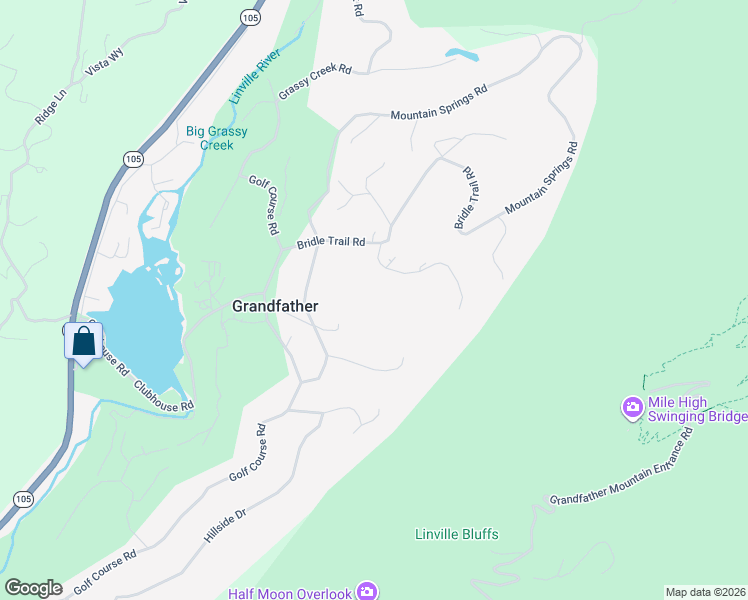 map of restaurants, bars, coffee shops, grocery stores, and more near 476 South Wildflower Road, in Linville