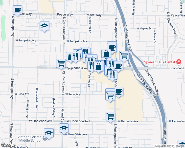 map of restaurants, bars, coffee shops, grocery stores, and more near 9592 Villa Calera Avenue in Las Vegas
