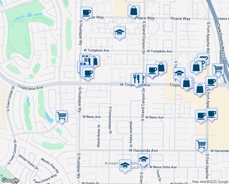 map of restaurants, bars, coffee shops, grocery stores, and more near 4940 South Conquistador Street in Las Vegas