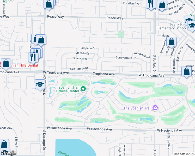 map of restaurants, bars, coffee shops, grocery stores, and more near 59 Cascade Creek Lane in Las Vegas