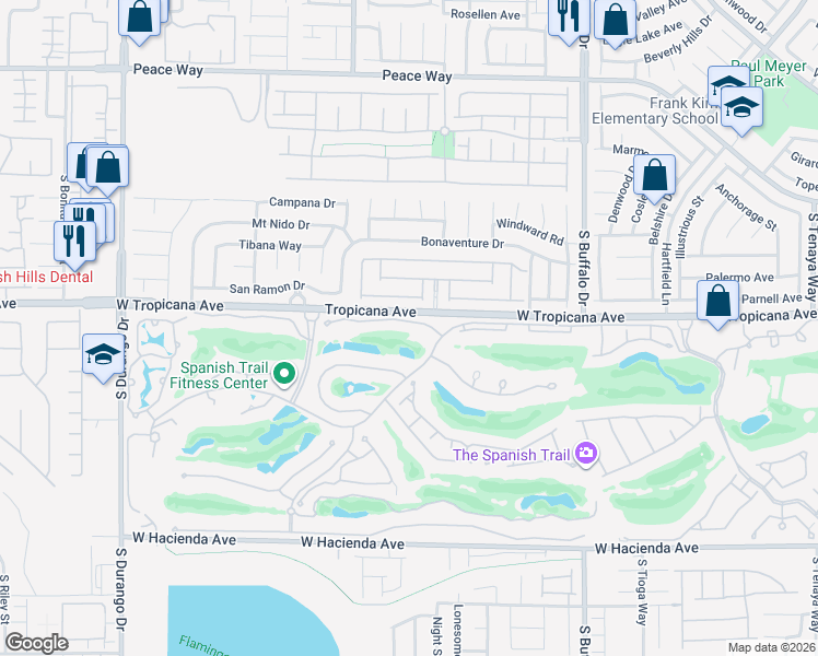 map of restaurants, bars, coffee shops, grocery stores, and more near 23 Cascade Creek Lane in Las Vegas