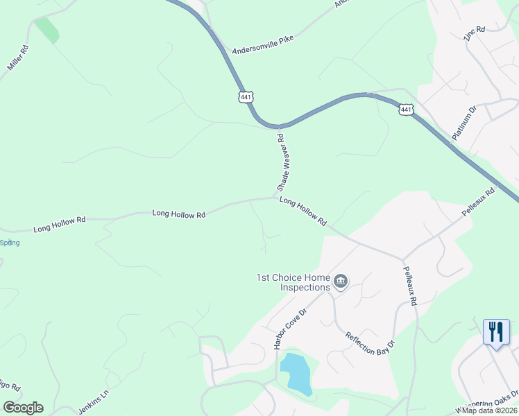 map of restaurants, bars, coffee shops, grocery stores, and more near 3220 Long Hollow Road in Powell