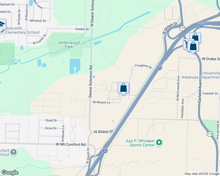 map of restaurants, bars, coffee shops, grocery stores, and more near 2285/2 Wold Run Drive in Fayetteville