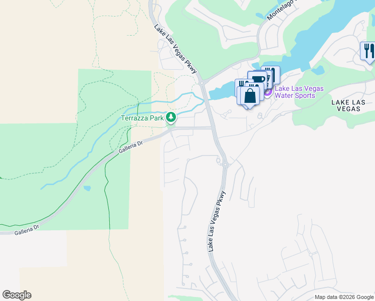 map of restaurants, bars, coffee shops, grocery stores, and more near Lilla Rosa Street in Henderson
