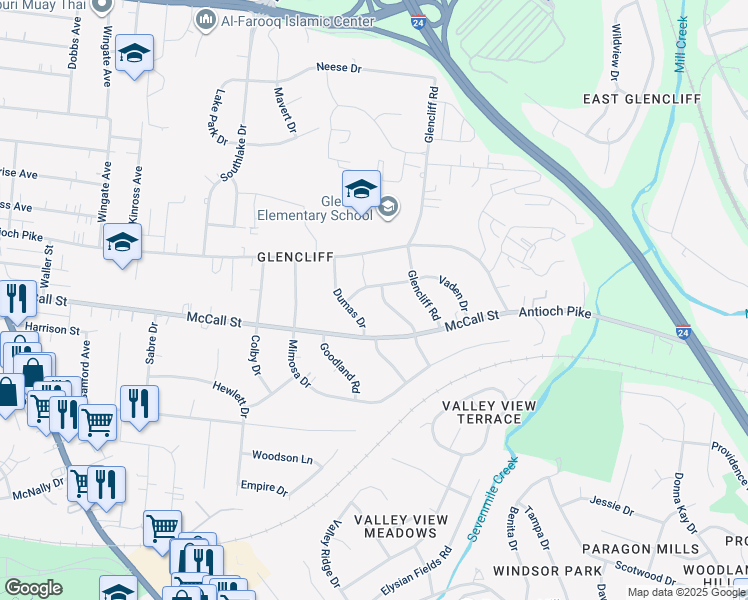 map of restaurants, bars, coffee shops, grocery stores, and more near 3312 Dumas Drive in Nashville