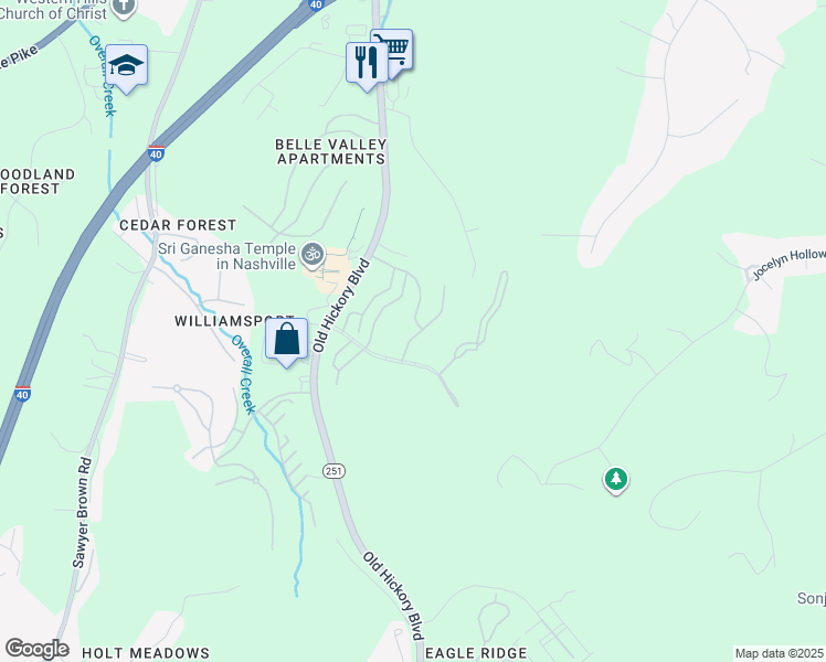 map of restaurants, bars, coffee shops, grocery stores, and more near 512 Old Hickory Boulevard in Nashville