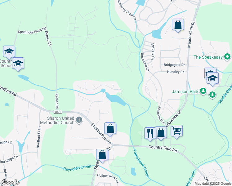 map of restaurants, bars, coffee shops, grocery stores, and more near 5191 Hidden Stream Drive in Lewisville