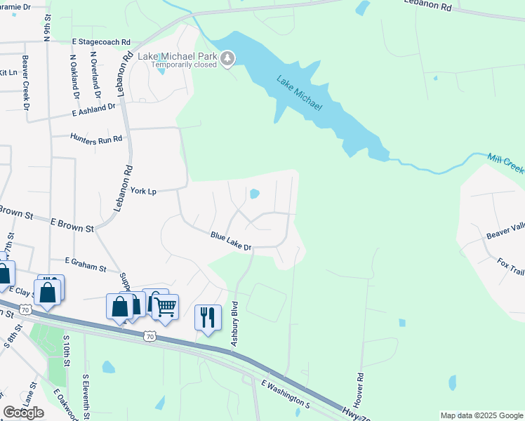 map of restaurants, bars, coffee shops, grocery stores, and more near 204 Green Pasture Road in Mebane