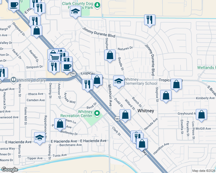 map of restaurants, bars, coffee shops, grocery stores, and more near 4948 Quest Tribe Street in Las Vegas