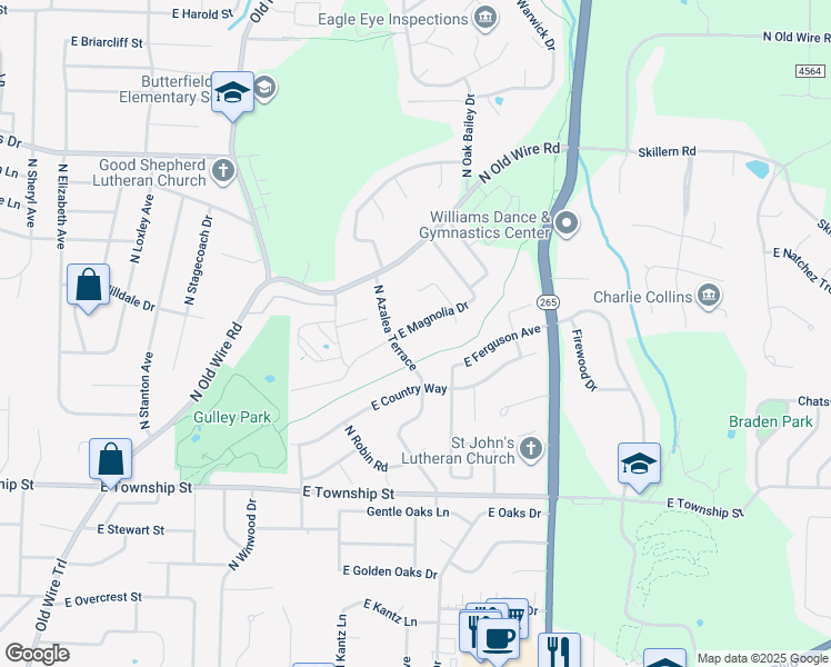 map of restaurants, bars, coffee shops, grocery stores, and more near 2413 East Magnolia Drive in Fayetteville