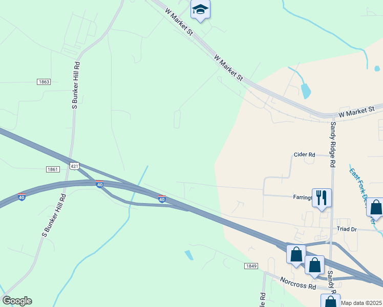map of restaurants, bars, coffee shops, grocery stores, and more near 8836 Neville Road in Colfax