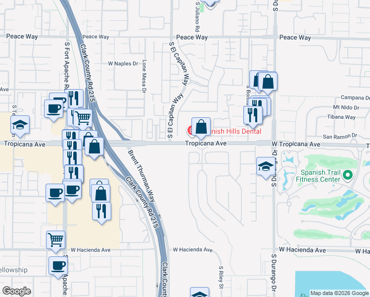map of restaurants, bars, coffee shops, grocery stores, and more near 4927 Spanish Heights Drive in Las Vegas
