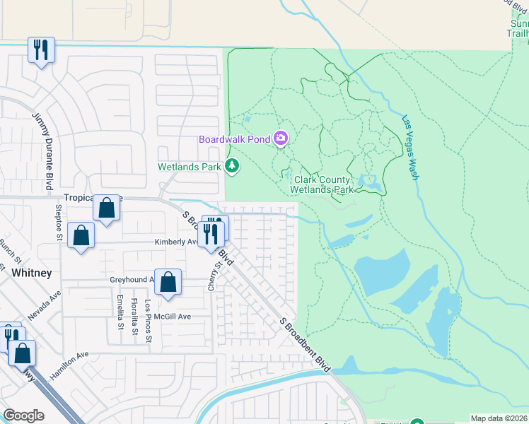 map of restaurants, bars, coffee shops, grocery stores, and more near 4950 Droubay Drive in Las Vegas