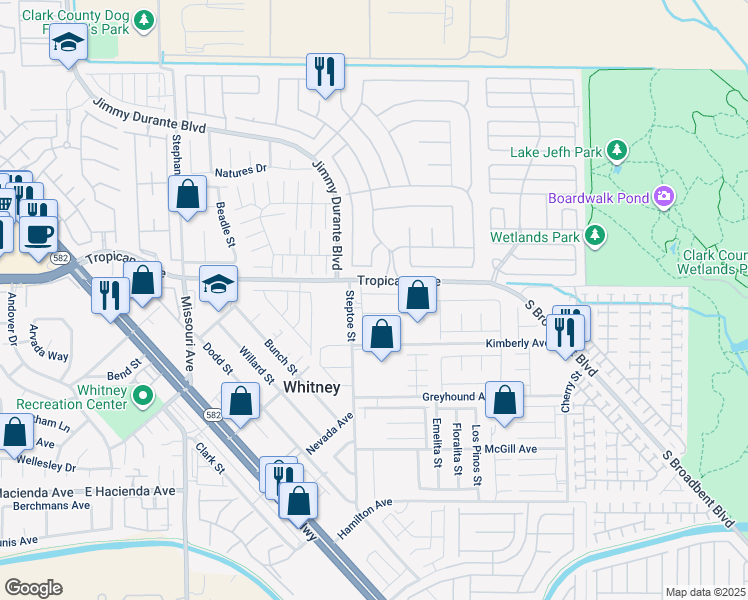 map of restaurants, bars, coffee shops, grocery stores, and more near 6191 Blood Lily Avenue in Las Vegas