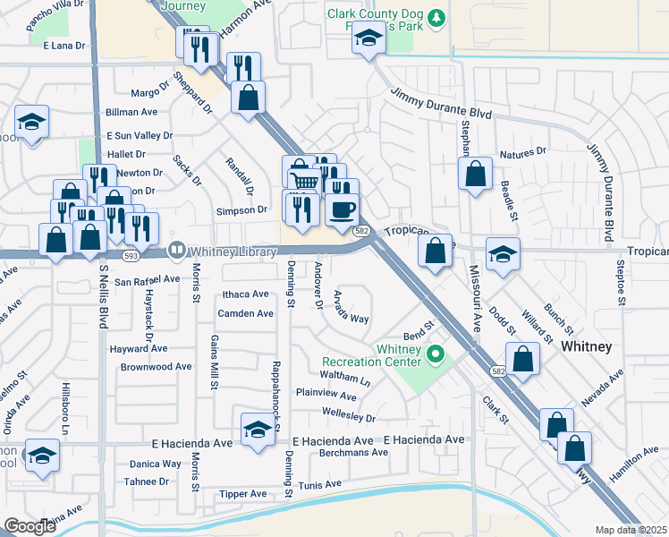 map of restaurants, bars, coffee shops, grocery stores, and more near 4971 Arvada Way in Las Vegas