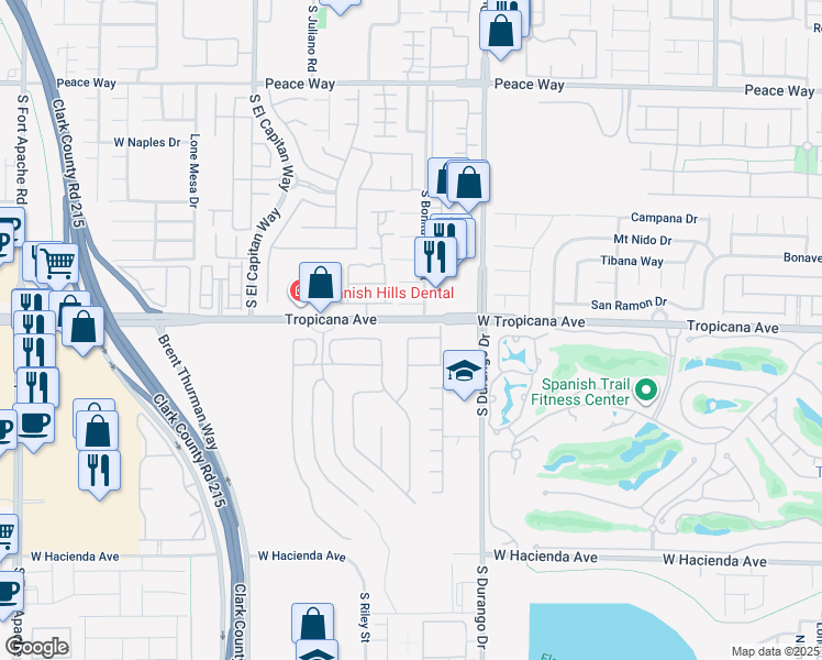 map of restaurants, bars, coffee shops, grocery stores, and more near 8728 Mesa Canogo Drive in Las Vegas